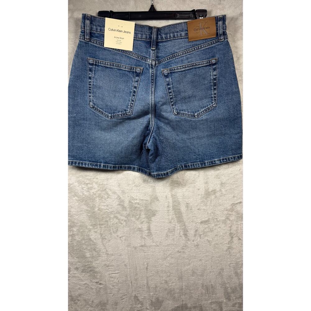 Calvin Klein Jeans NEW Short Womens W31 Blue High Rise A-line Shape 5.5” Stretch - Picture 2 of 16